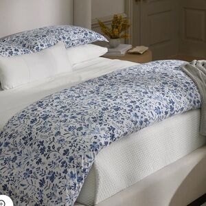 BOLL & BRANCH Signature Hemmed Navy Botanical Duvet Set King /Cal NWOT luxury